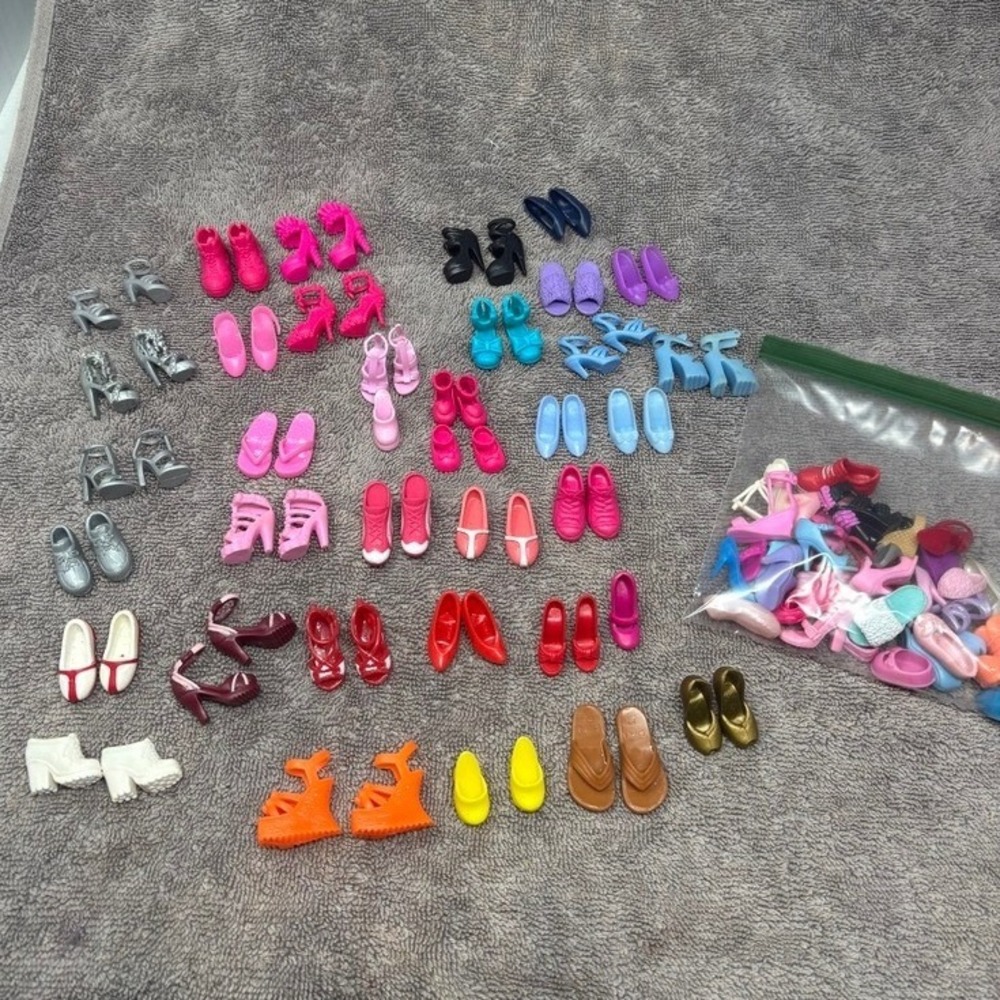 Barbie Doll Shoes Lot Multicolor Heels Sneakers Sandals Flats Boots 34 Pairs